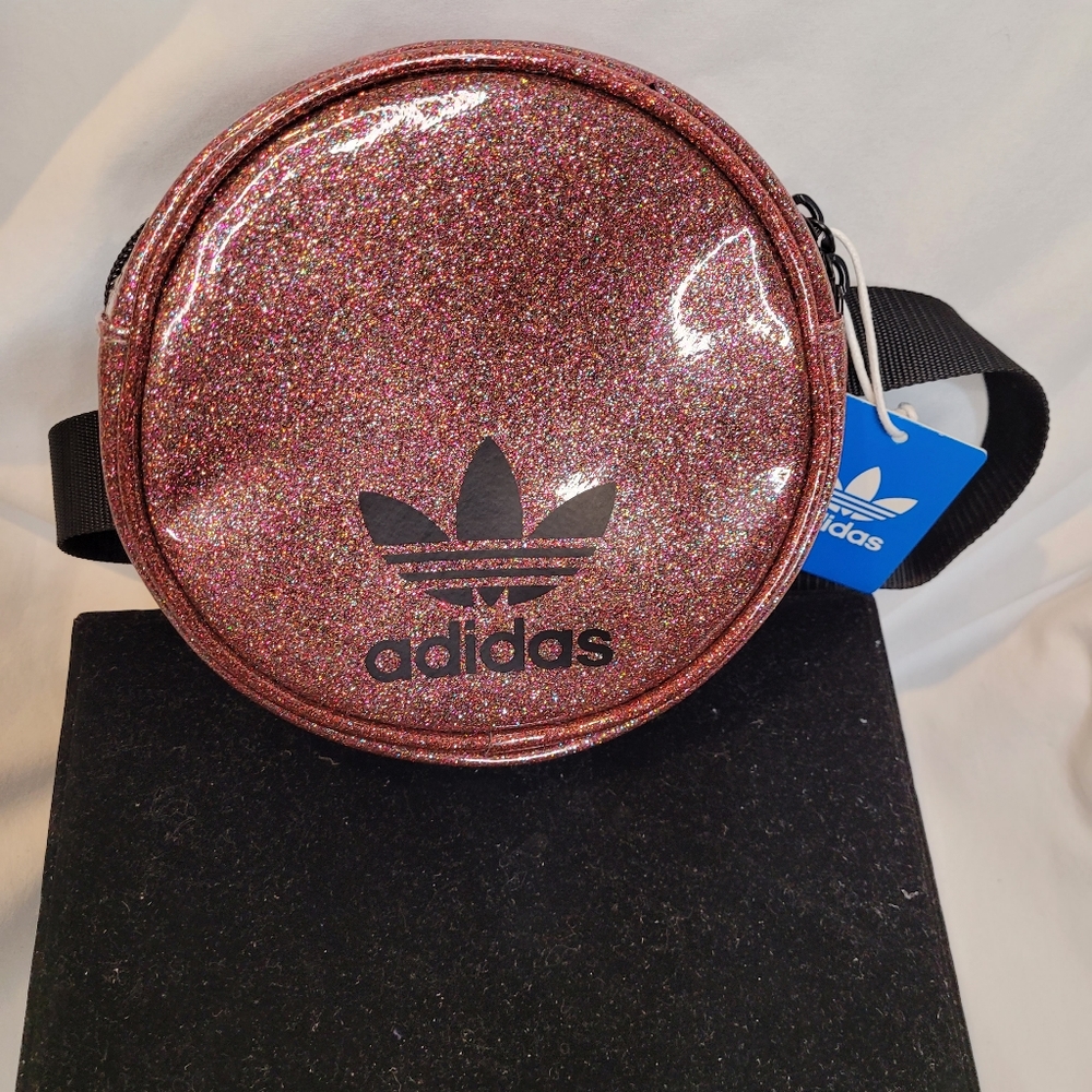 Adidas pink glitter belt bag